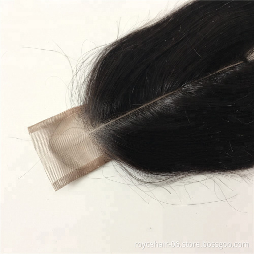 Brazilian Straight Hair Lace Closure Virgin Human Hair 2*6 Middle Part Swiss Lace Closure 10-20 Inch Natural Color